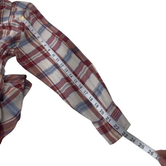 Lucky Brand Womens Plaid Long Sleeve Button-Down Shirt Size 1X Rayon Red & Blue - Picture 7 of 12